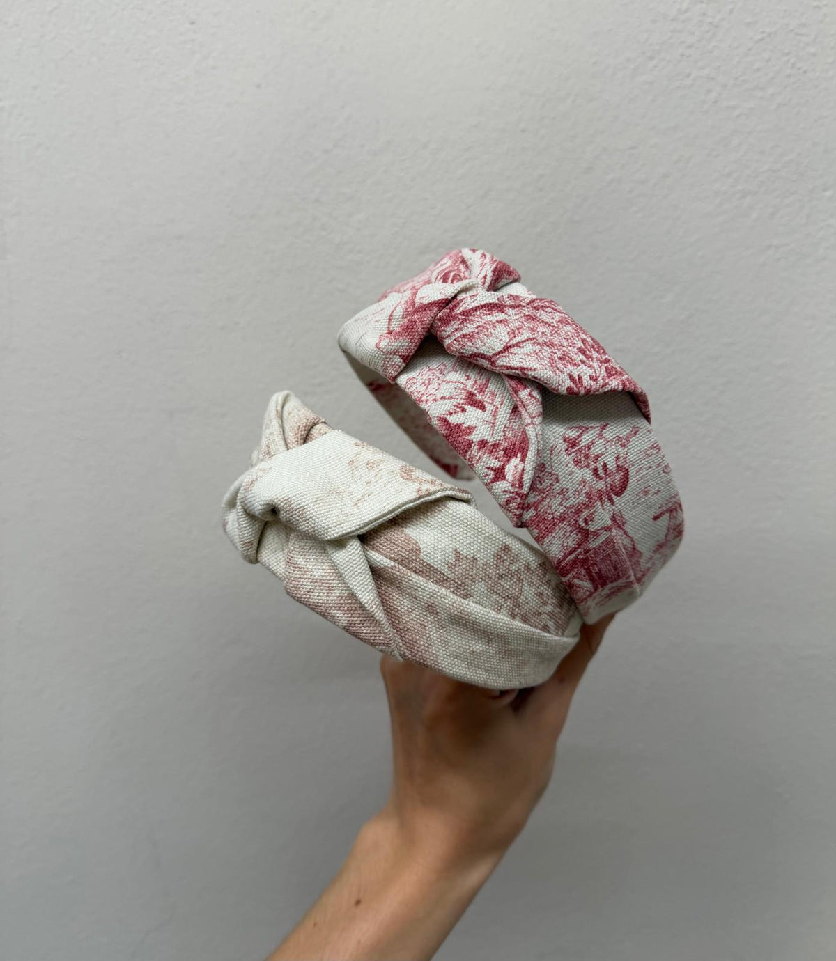Cerchietto in cotone modello "Nodo" in fantasia Toile de Jouy