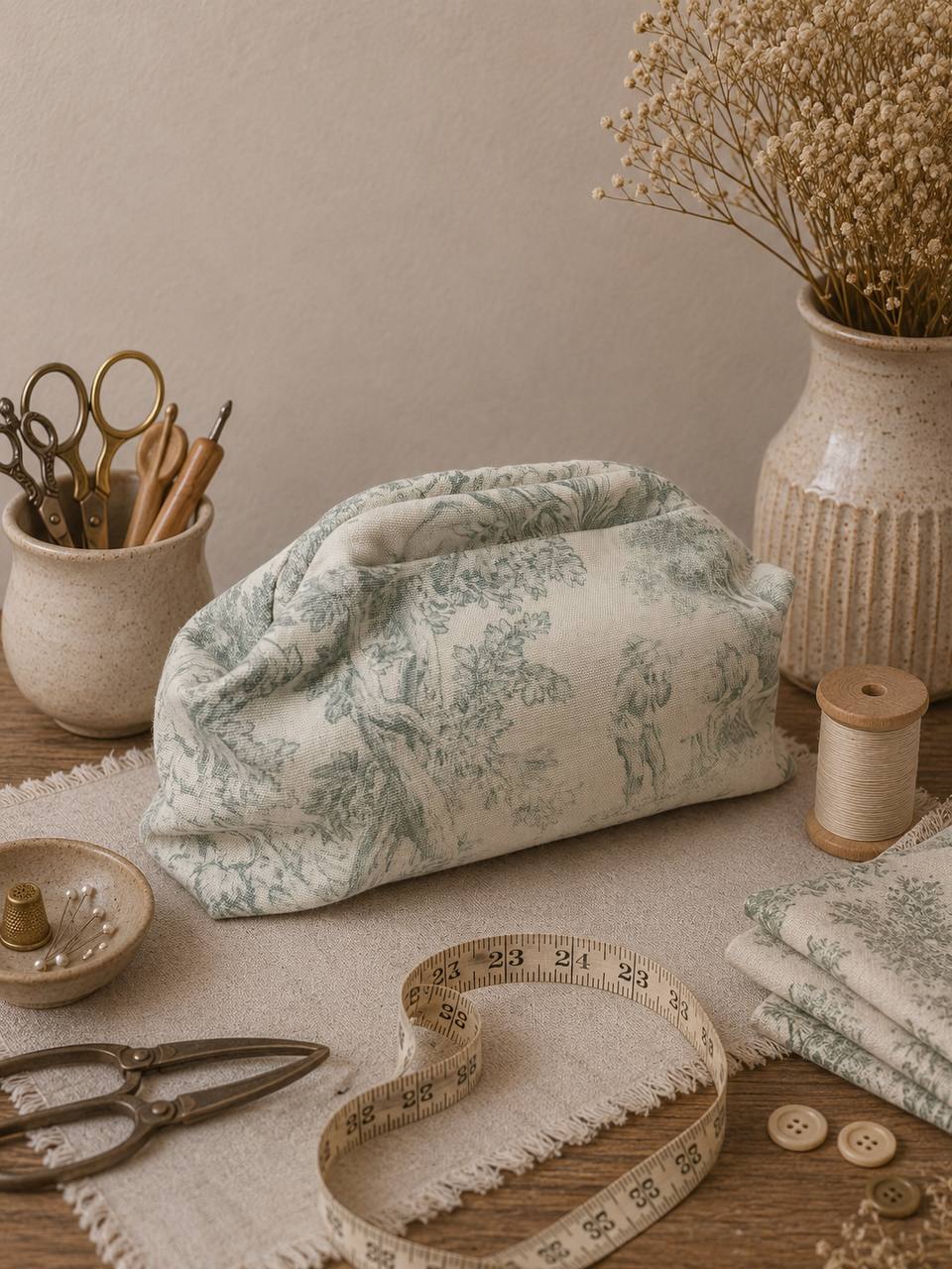 Borsa in cotone fantasia Toile de Jouy
